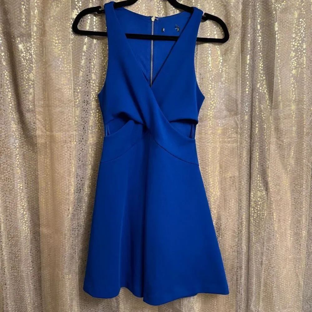 Express Royal Blue Zip Back Side Cutout Cocktail‎ Party Mini Dress Small